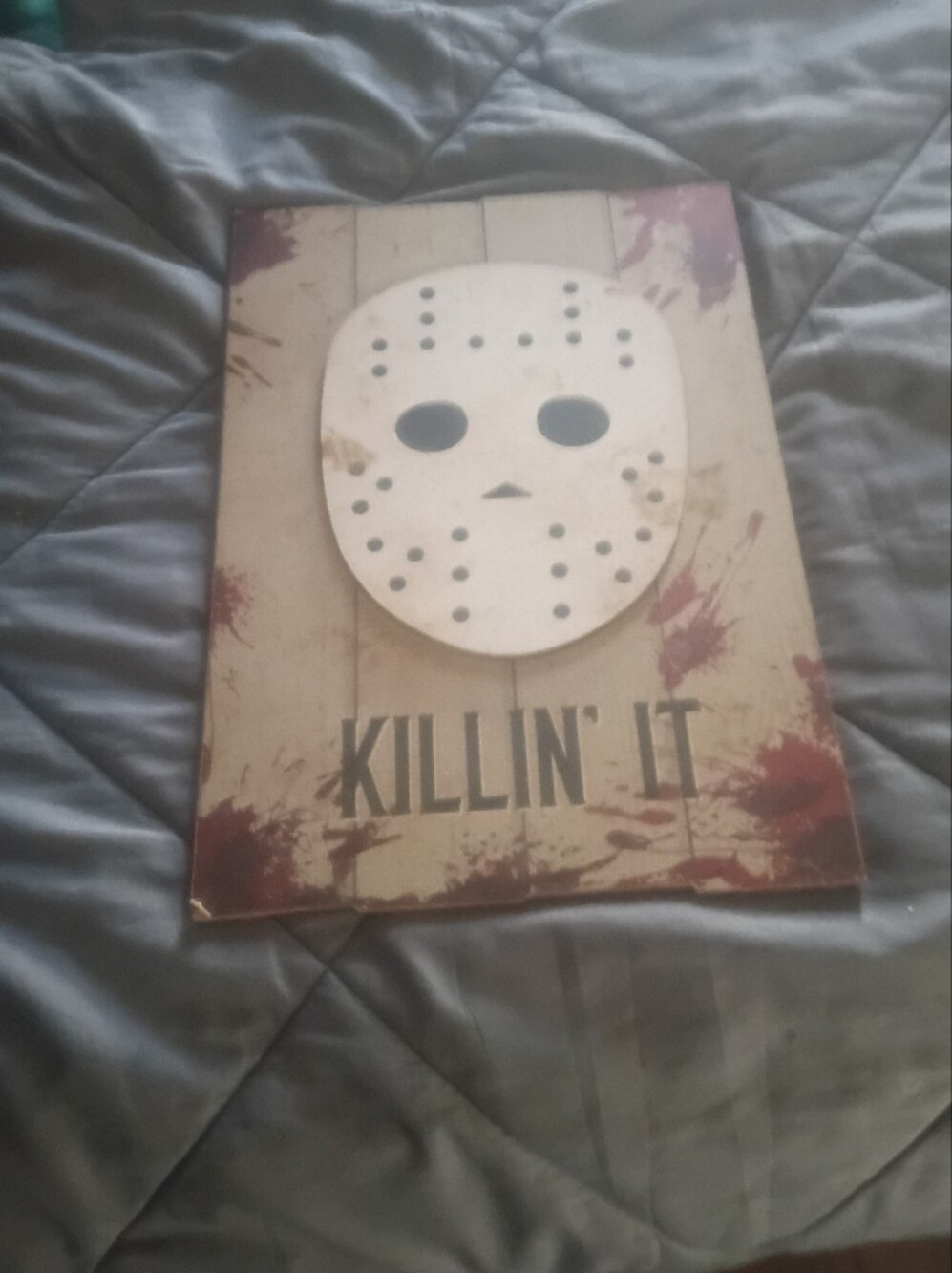 Killin' It Jason Mask Wall Art - White and Brown